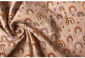 Hydrofiel Stof Regenbogen en Sterren Poeder Roze