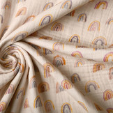 Double Gauze Fabric Rainbow Light Powder Pink