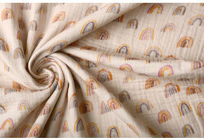 Baumwoll Musselin Stoff Regenbogen Hell Puderrosa