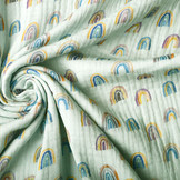Double Gauze Fabric Rainbow Light Blue-Green