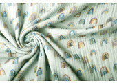 Double Gauze Fabric Rainbow Light Blue-Green