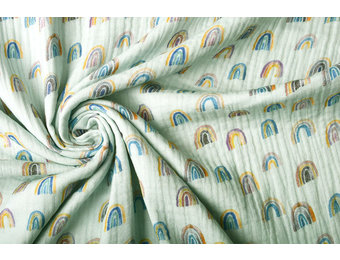 Hydrofiel Stof Regenboog Licht Blauw-Groen