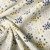 Double Gauze Fabric Dots and Stars Creme