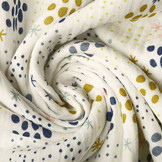 Double Gauze Fabric Dots and Stars Creme