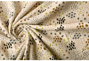 Double Gauze Fabric Dots and Stars Natural