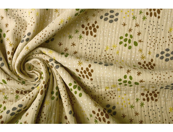 Double Gauze Fabric Dots and Stars Sand