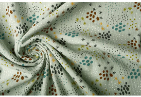 Hydrofiel Stof Stippen en Sterren Licht Oud Groen