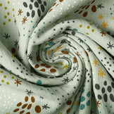 Double Gauze Fabric Dots and Stars Light Old Green