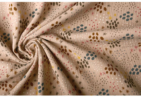 Double Gauze Fabric Dots and Stars Powder Pink