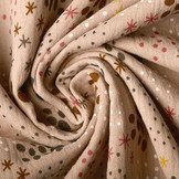 Double Gauze Fabric Dots and Stars Powder Pink