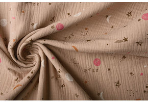 Double Gauze Fabric Sleep Tight Powder Pink