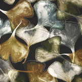 Digitaal Stretch Katoen Ginkgo Zwart