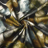 Digitaal Stretch Katoen Ginkgo Zwart