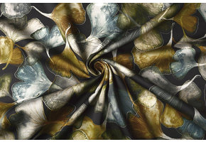 Digital Stretch Cotton Ginkgo Black