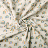 Double Gauze Fabric Rainbow Light Grey