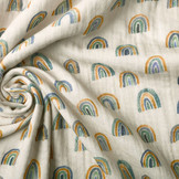 Double Gauze Fabric Rainbow Light Grey