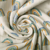 Double Gauze Fabric Rainbow Light Grey