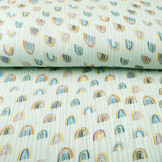 Double Gauze Fabric Rainbow Light Blue-Green