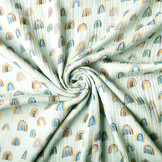 Double Gauze Fabric Rainbow Light Blue-Green