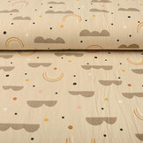 100% Washed Cotton Rainbow Clouds Light Sand