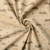 100% Washed Cotton Rainbow Clouds Light Sand