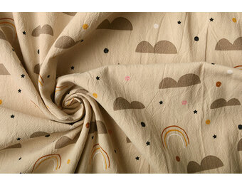 100% Washed Cotton Rainbow Clouds Light Sand