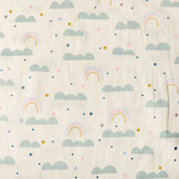 100% Washed Cotton Rainbow Clouds Creme
