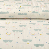 100% Gewaschene Baumwolle Regenbogenwolken Creme
