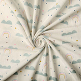100% Washed Cotton Rainbow Clouds Creme