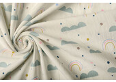 100% Washed Cotton Rainbow Clouds Creme