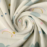 100% Gewassen Katoen Regenboog Wolkjes Creme