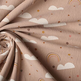 100% Washed Cotton Rainbow Clouds Powder Pink