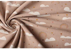 100% Gewaschene Baumwolle Regenbogenwolken Puderrosa