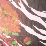 Chiffon Printed Zebra print Flower Red