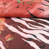 Chiffon Bedrukt Zebraprint Bloem Rood
