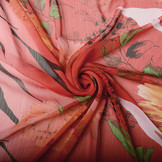 Chiffon Bedrukt Zebraprint Bloem Rood