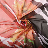 Chiffon Bedrukt Zebraprint Bloem Rood
