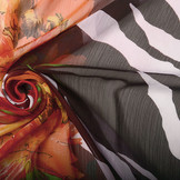 Chiffon Bedrukt Zebraprint Bloem Rood