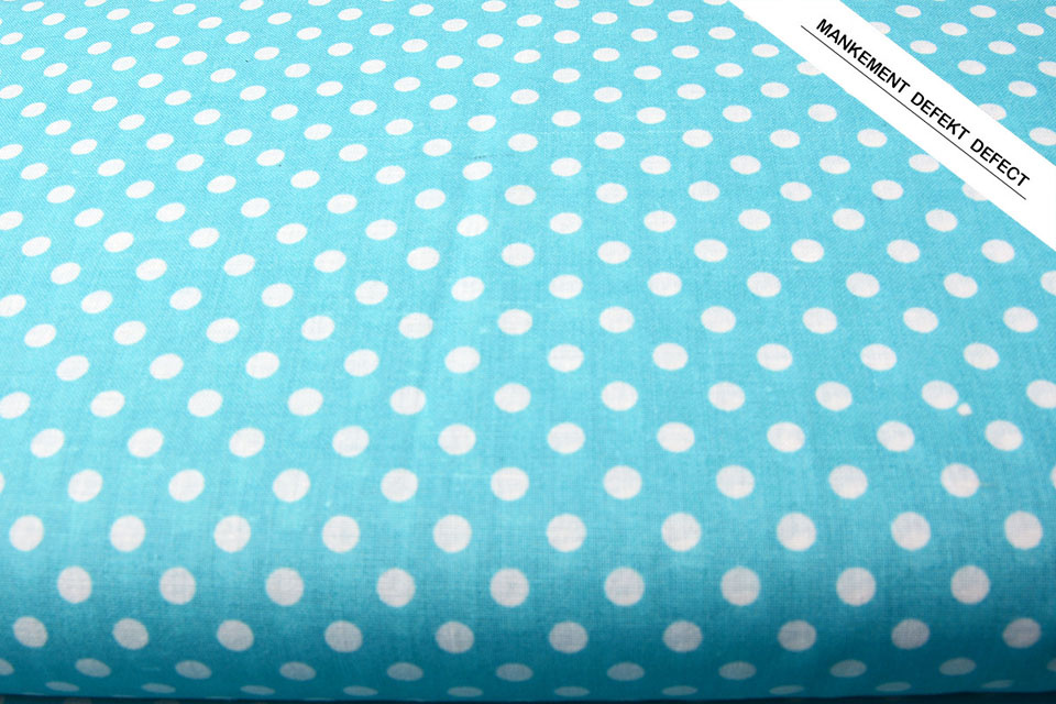 100% Cotton Dots Dotto Aqua White