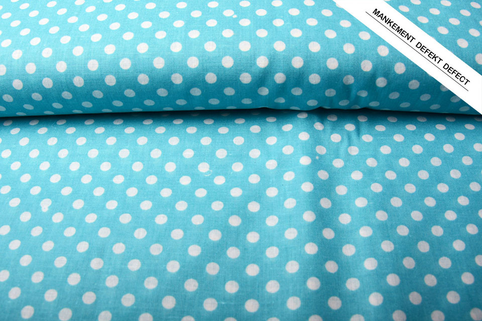 100% Cotton Dots Dotto Aqua White