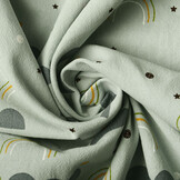 100% Gewaschene Baumwolle Regenbogenwolken  Hell Altgrün