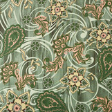 100% Viscose Bloemen Paisley Groen