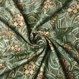 100% Viscose Bloemen Paisley Groen