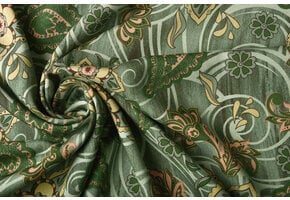 100% Viscose Bloemen Paisley Groen