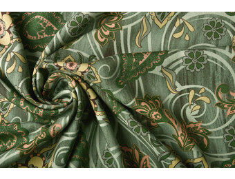 100% Viskose Blumen Paisley Grün