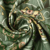 100% Viskose Blumen Paisley Grün