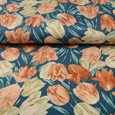 100% Viscose Tulips Blue