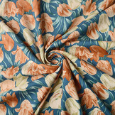 100% Viscose Tulpen Blauw