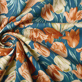 100% Viscose Tulips Blue