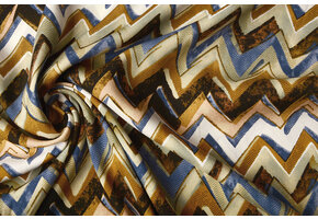 100% Viscose Confuso ZigZag Blue